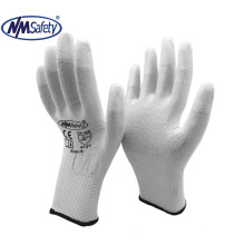 NMSAFETY white PU coated work gloves EN388 4131X